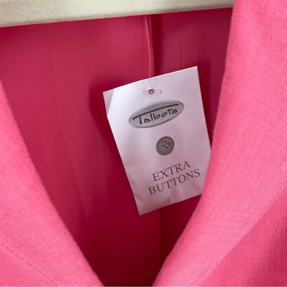 Talbots Vintage Coral Linen Stretch Blend Fully Lined Hidden Button Blazer Work
